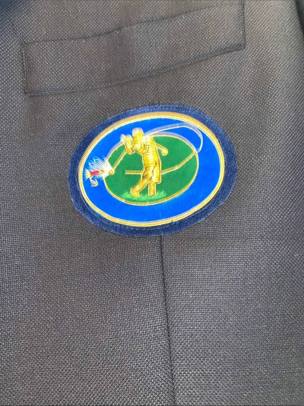 Peter Millar Sport Coat Blazer‎ 44R Navy Wool 2-Button Golf/FLy Fishing Patch